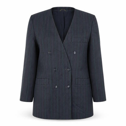 Simon Jersey Womens Blue Striped Wool Jacket Suit Jacket Size 12