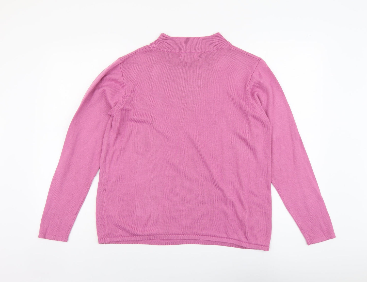Fay Louise Womens Purple Mock Neck Floral Acrylic Pullover Jumper Size M