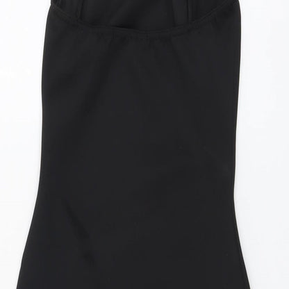 Missguided Womens Black Polyester Bodycon Size 8 Square Neck Pullover - Lace Side Split