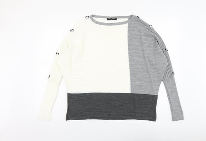 Select Womens Multicoloured Round Neck Acrylic Pullover Jumper Size M - Colourblock Pattern