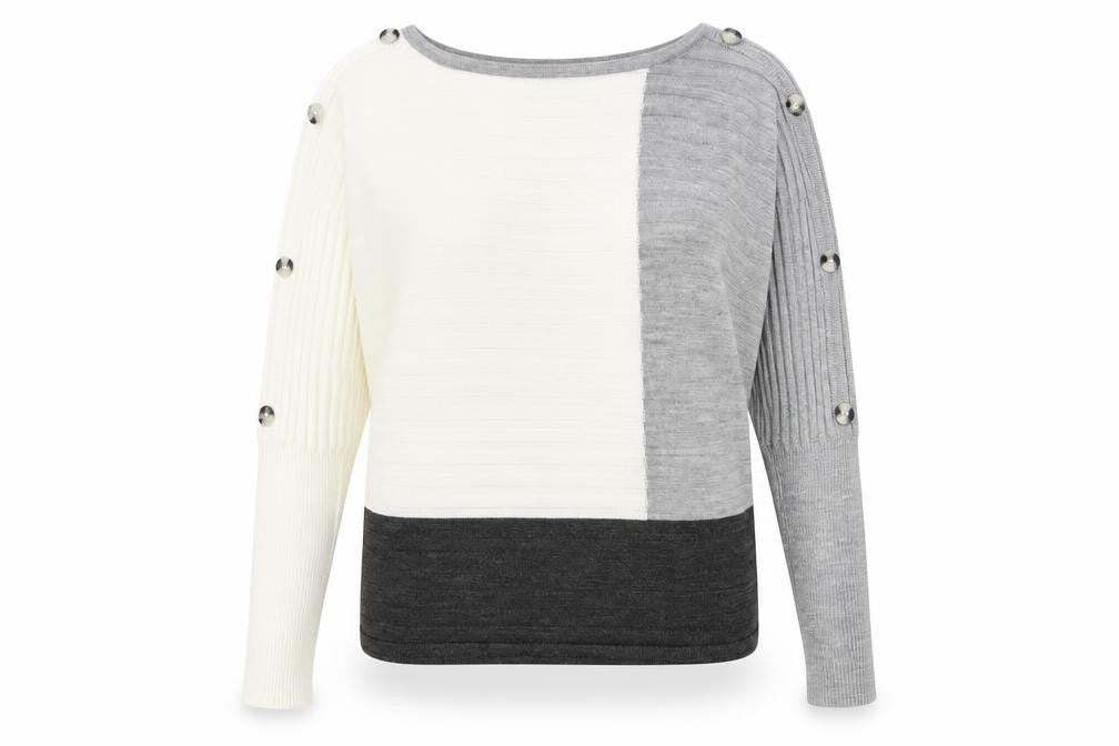 Select Womens Multicoloured Round Neck Acrylic Pullover Jumper Size M - Colourblock Pattern