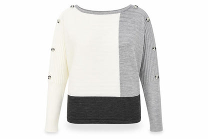 Select Womens Multicoloured Round Neck Acrylic Pullover Jumper Size M - Colourblock Pattern