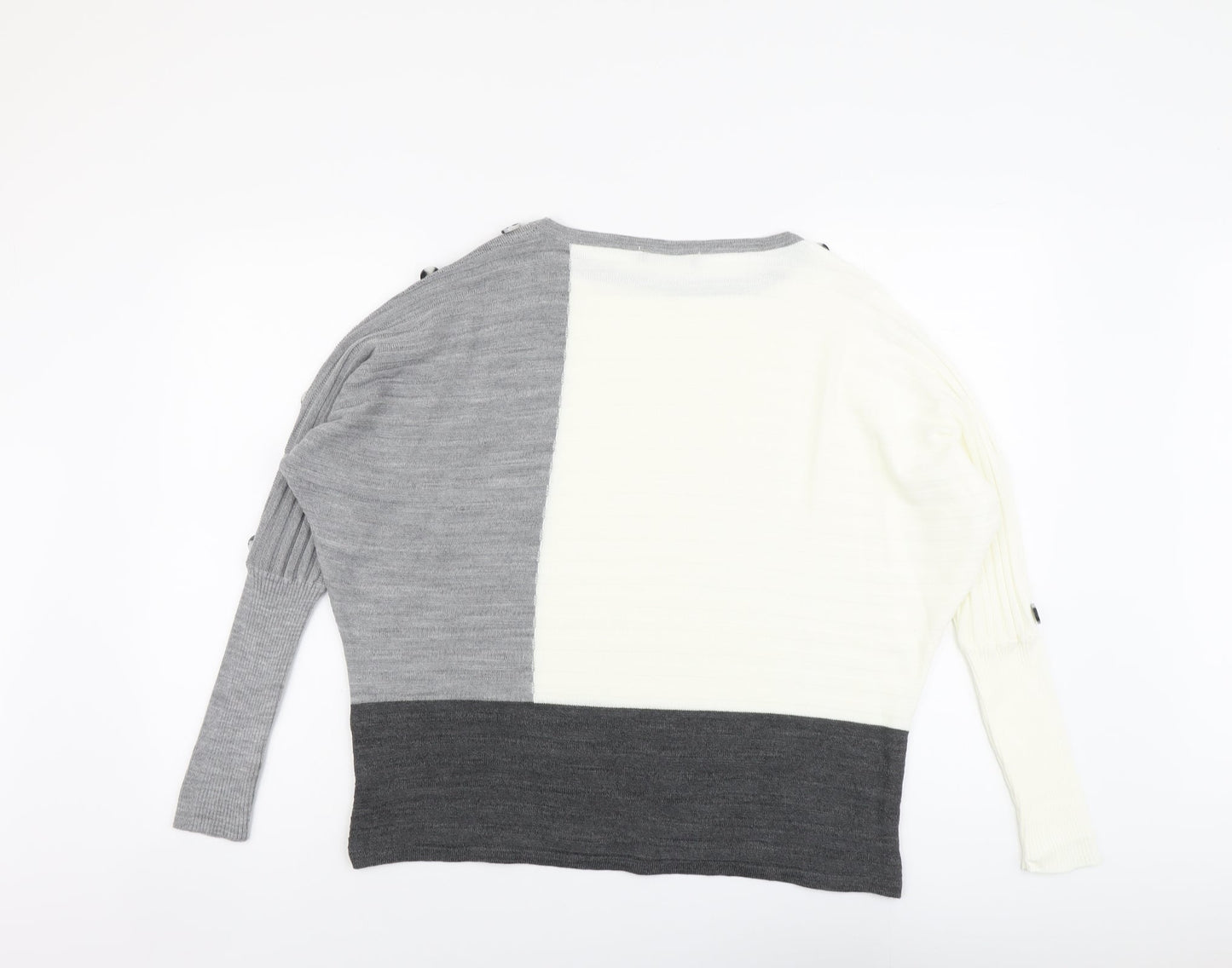 Select Womens Multicoloured Round Neck Acrylic Pullover Jumper Size M - Colourblock Pattern