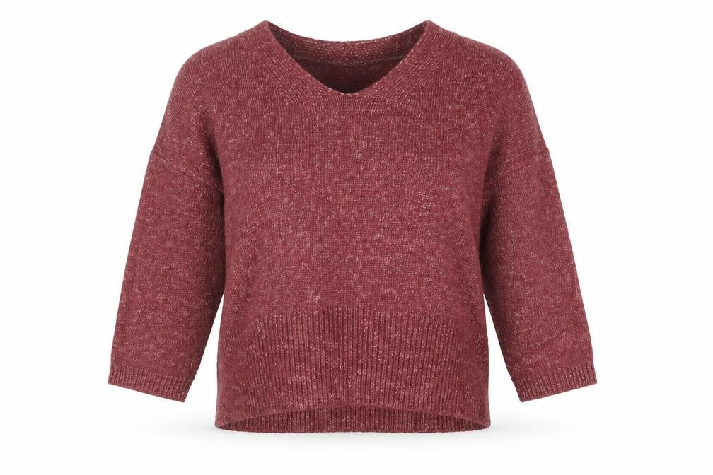 Mango Womens Red V-Neck Acrylic Pullover Jumper Size S