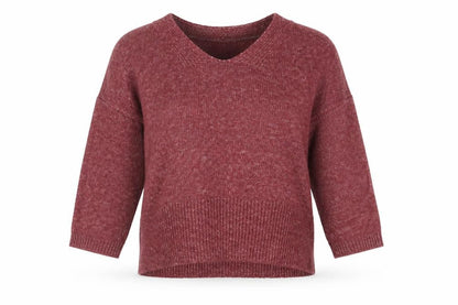 Mango Womens Red V-Neck Acrylic Pullover Jumper Size S