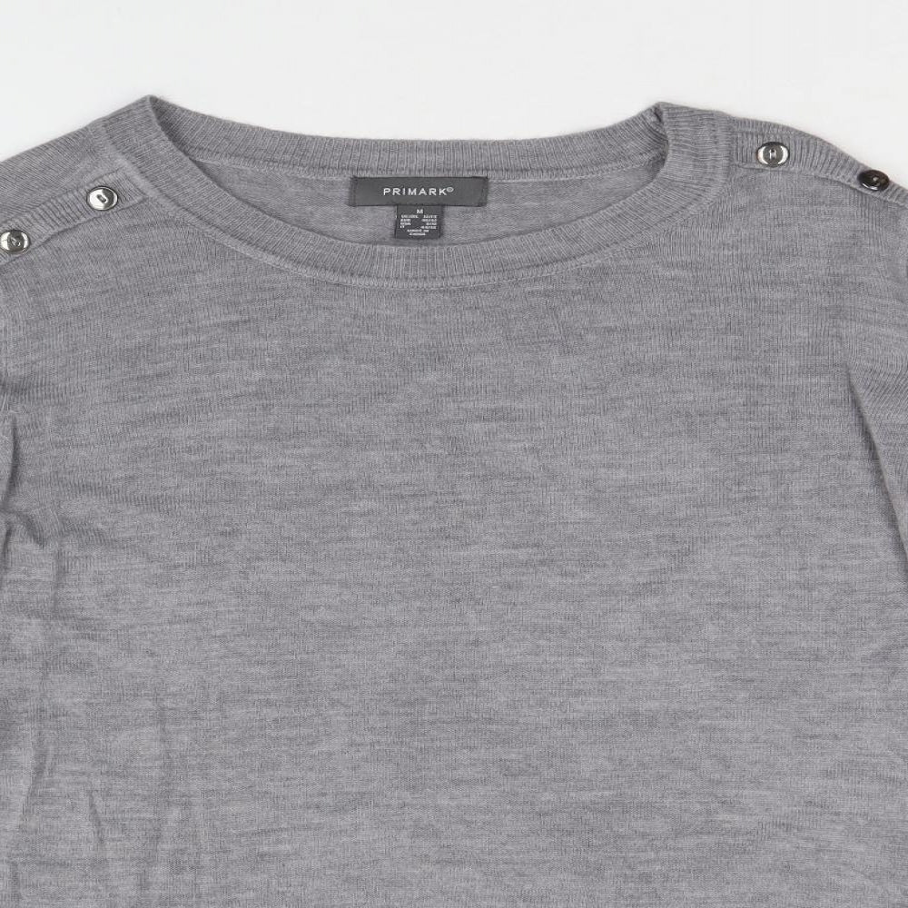 Primark Womens Grey Round Neck Acrylic Pullover Jumper Size M