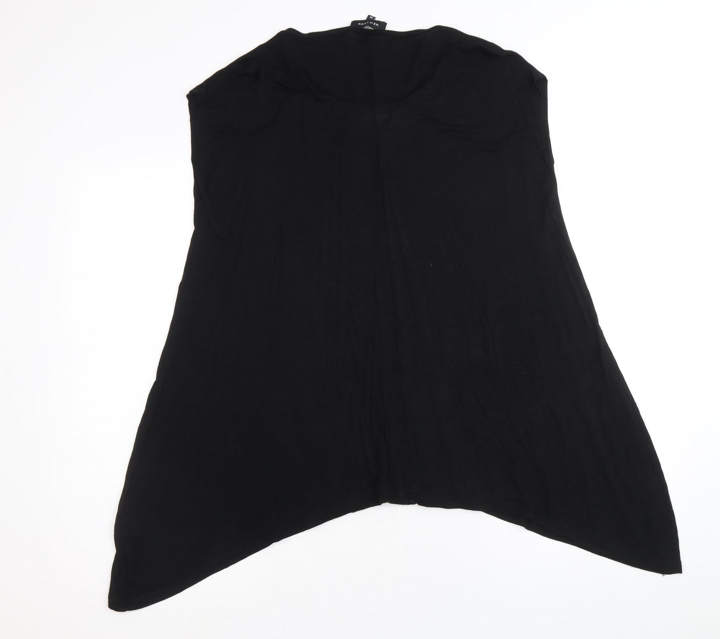 New Look Womens Black Viscose Basic Tank Size 10 Round Neck