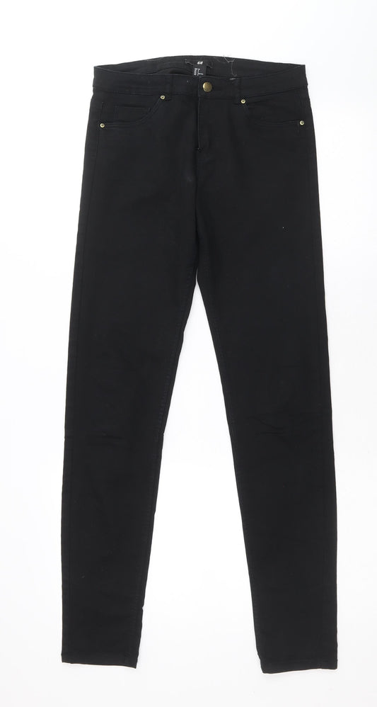 H&M Womens Beige Cotton Skinny Jeans Size 10 Regular Zip