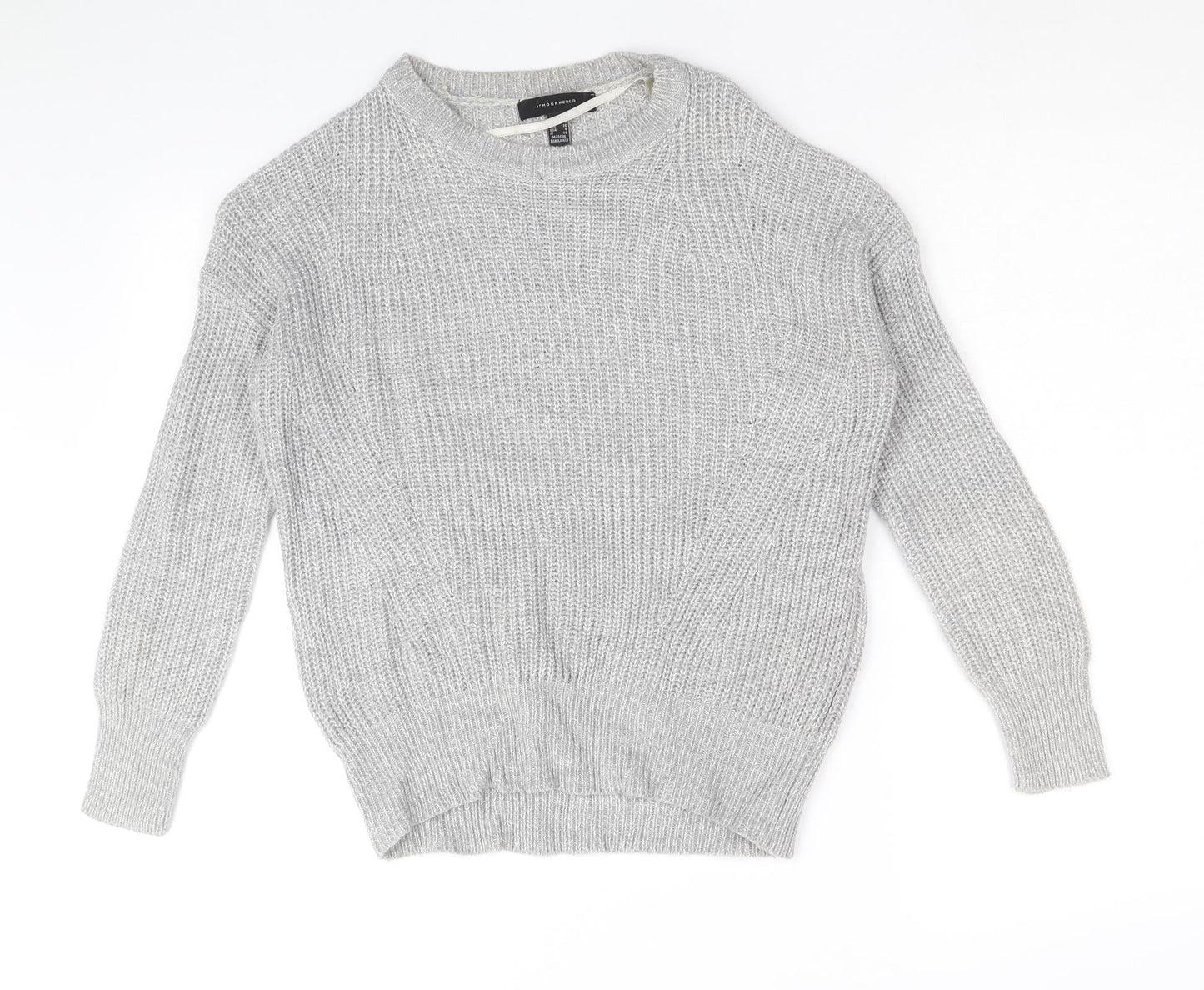 Atmosphere Womens Grey Round Neck Acrylic Pullover Jumper Size 8