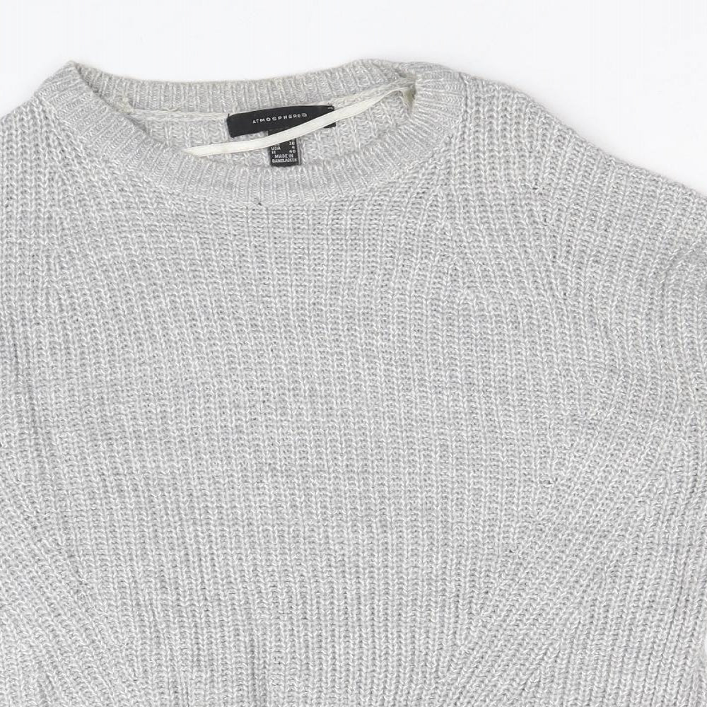 Atmosphere Womens Grey Round Neck Acrylic Pullover Jumper Size 8