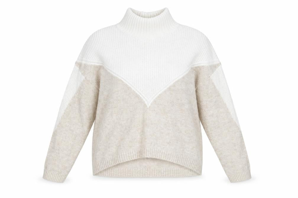Primark Womens Brown High Neck Acrylic Pullover Jumper Size L - Colourblock
