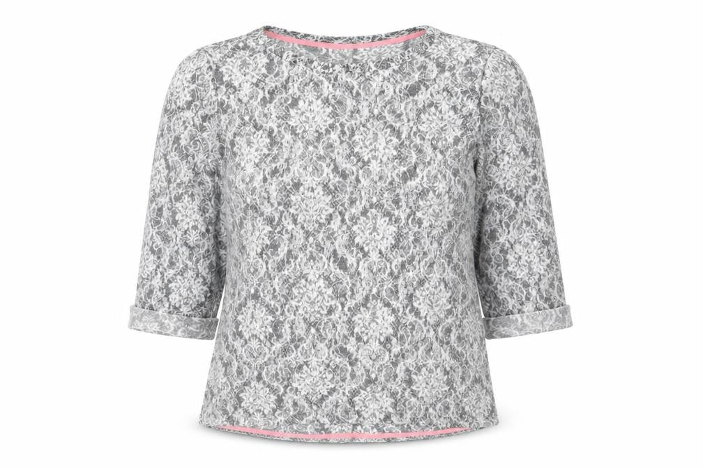 Marks & Spencer Womens Grey Round Neck Geometric Viscose Pullover Jumper Size 12