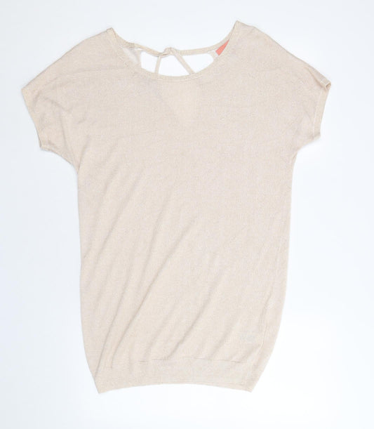 NEXT Womens Gold Round Neck Viscose Pullover Jumper Size 10