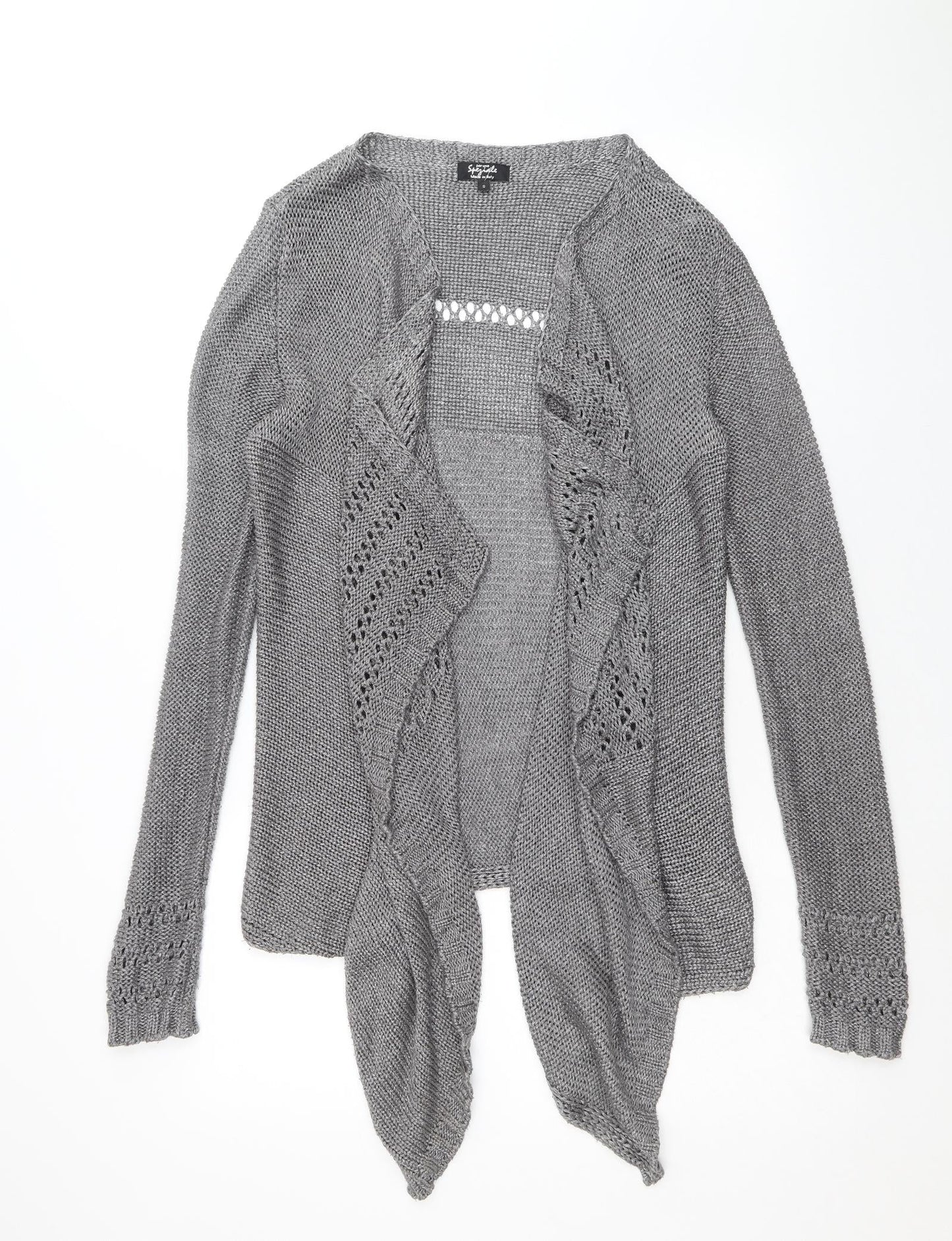 Per Una Womens Silver V-Neck Acrylic Cardigan Jumper Size S