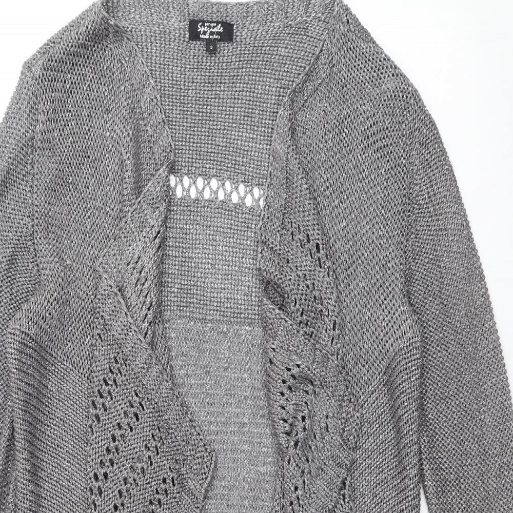 Per Una Womens Silver V-Neck Acrylic Cardigan Jumper Size S