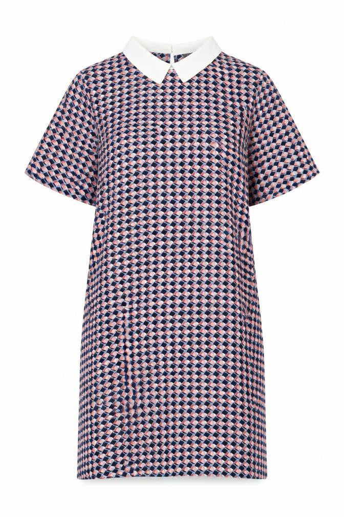 Papaya Womens Multicoloured Geometric Polyester Shift Size 14 Collared Button