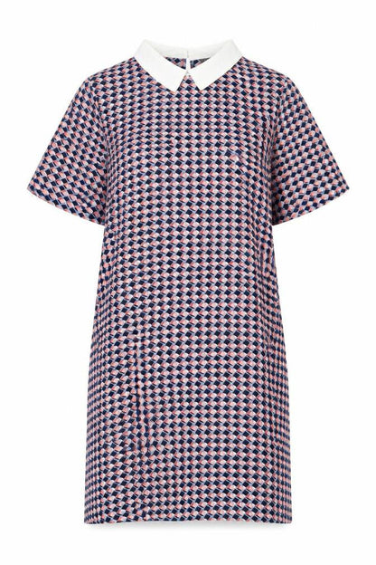 Papaya Womens Multicoloured Geometric Polyester Shift Size 14 Collared Button