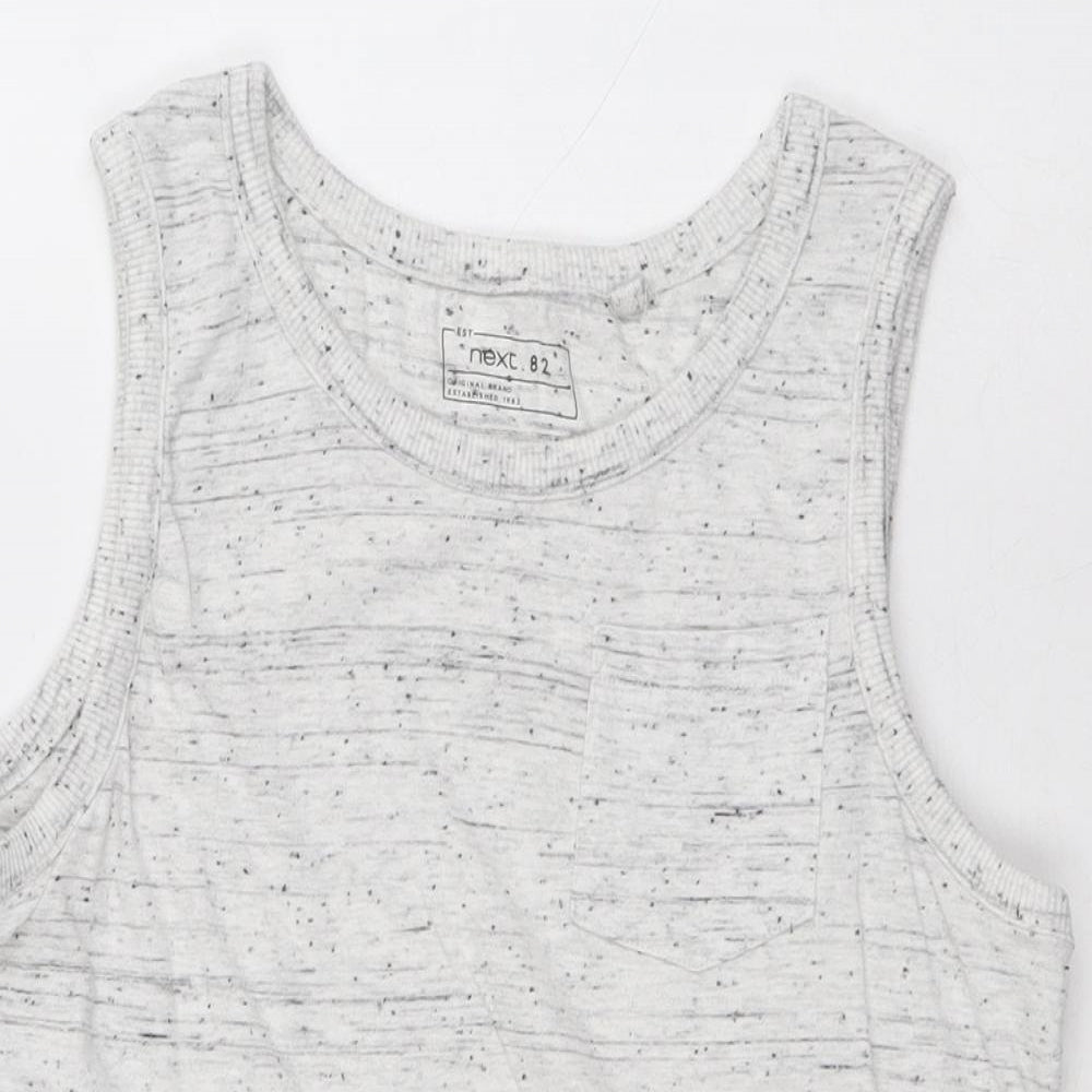 NEXT Boys Grey Cotton Basic Tank Size 8 Years Round Neck Pullover