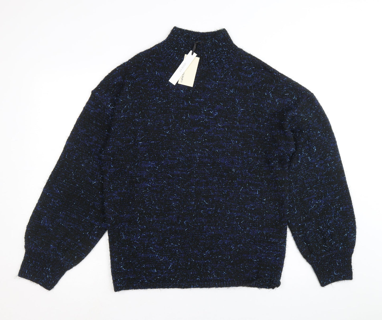 Capsule Womens Blue Mock Neck Acrylic Pullover Jumper Size 8 - Size 8-10