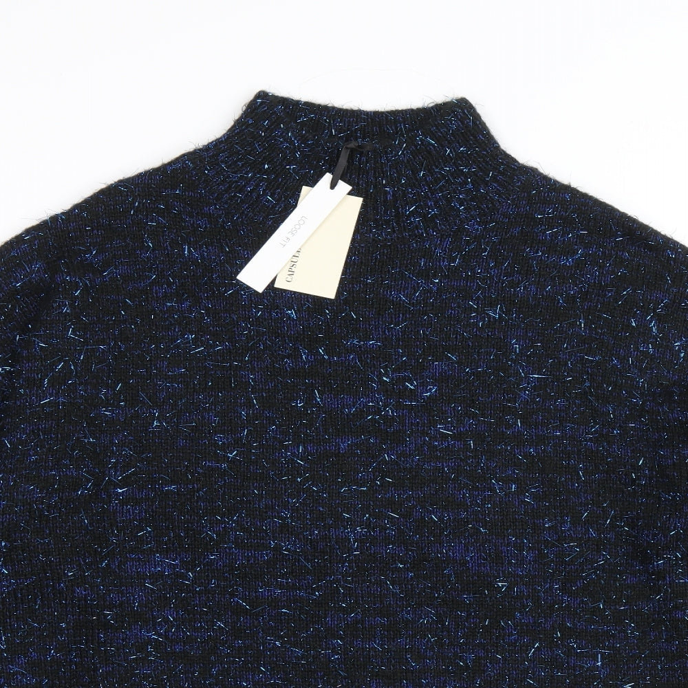 Capsule Womens Blue Mock Neck Acrylic Pullover Jumper Size 8 - Size 8-10