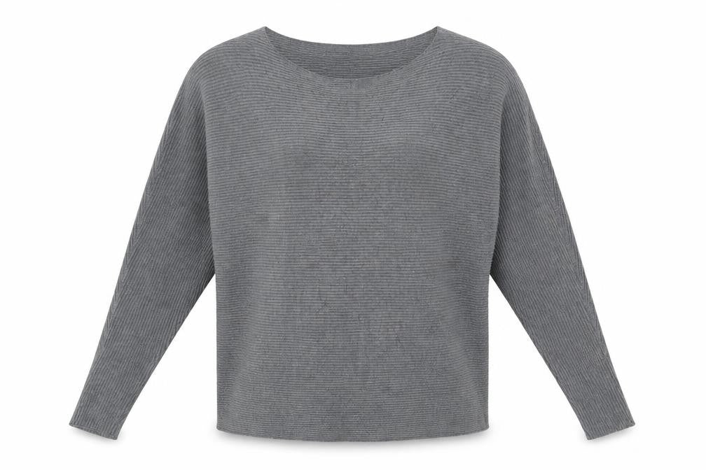 Sleek Chic Womens Grey Round Neck Acrylic Pullover Jumper Size M