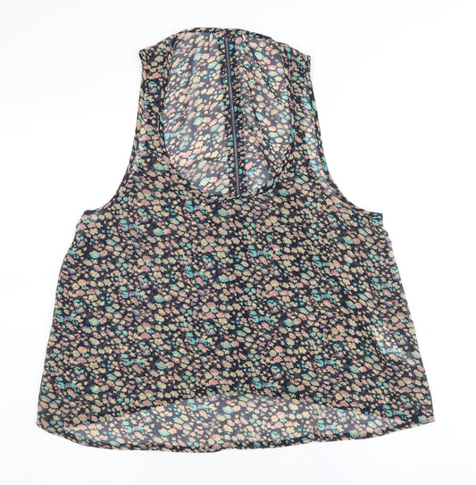 New Look Womens Multicoloured Geometric Polyester Basic Tank Size S Scoop Neck