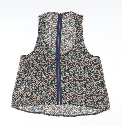 New Look Womens Multicoloured Geometric Polyester Basic Tank Size S Scoop Neck