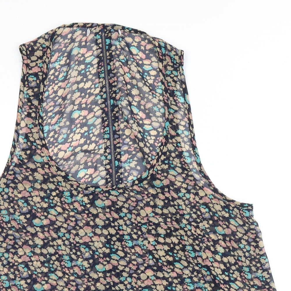 New Look Womens Multicoloured Geometric Polyester Basic Tank Size S Scoop Neck