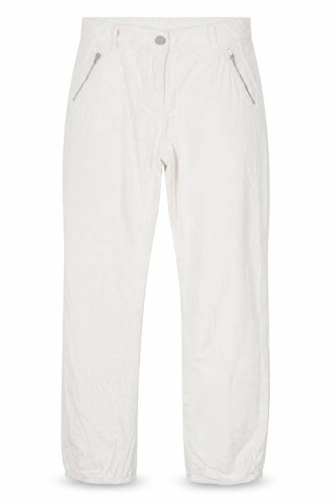 M&Co Womens White Cotton Straight Jeans Size 10 Regular Zip
