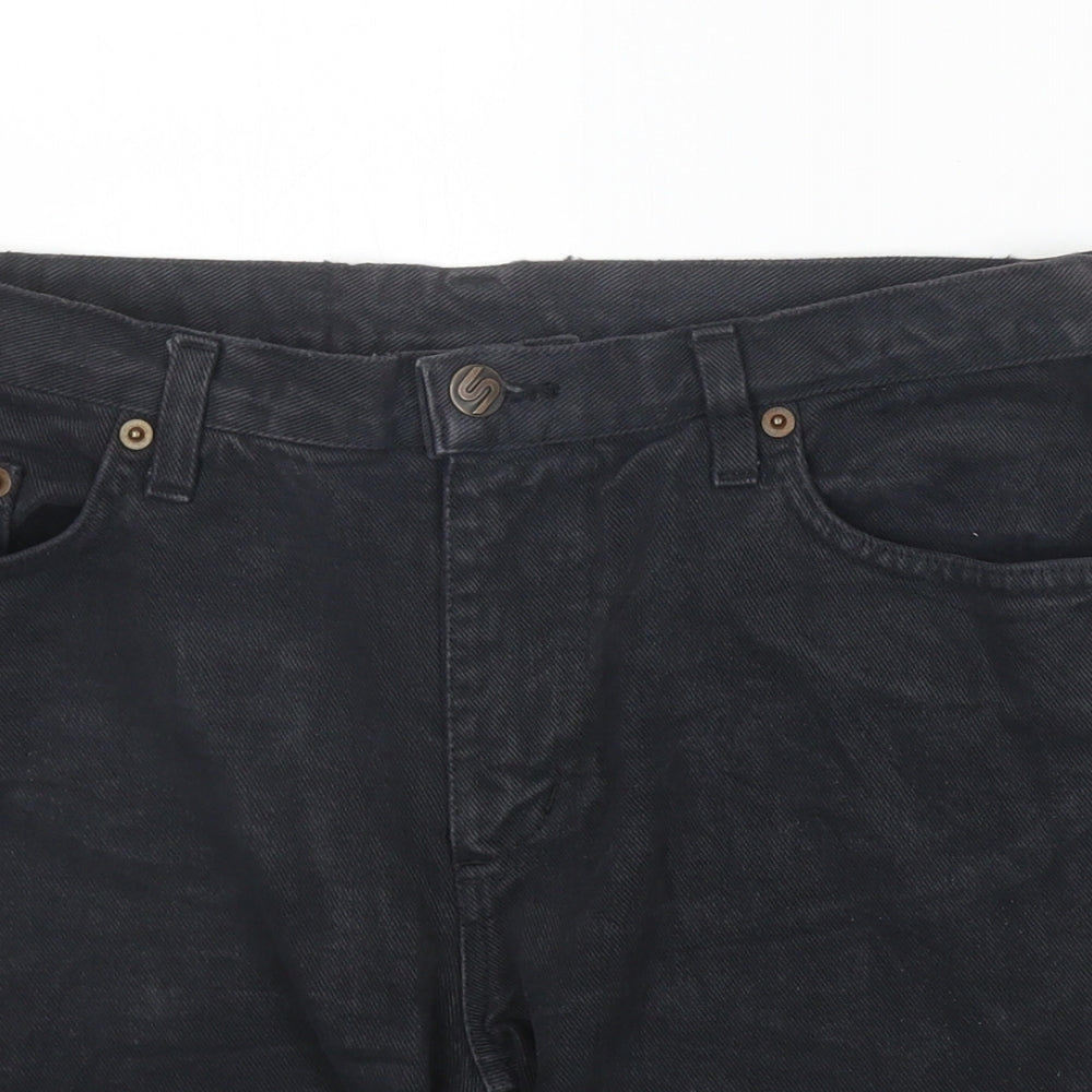 Preworn Womens Black Cotton Cut-Off Shorts Size S Regular Zip