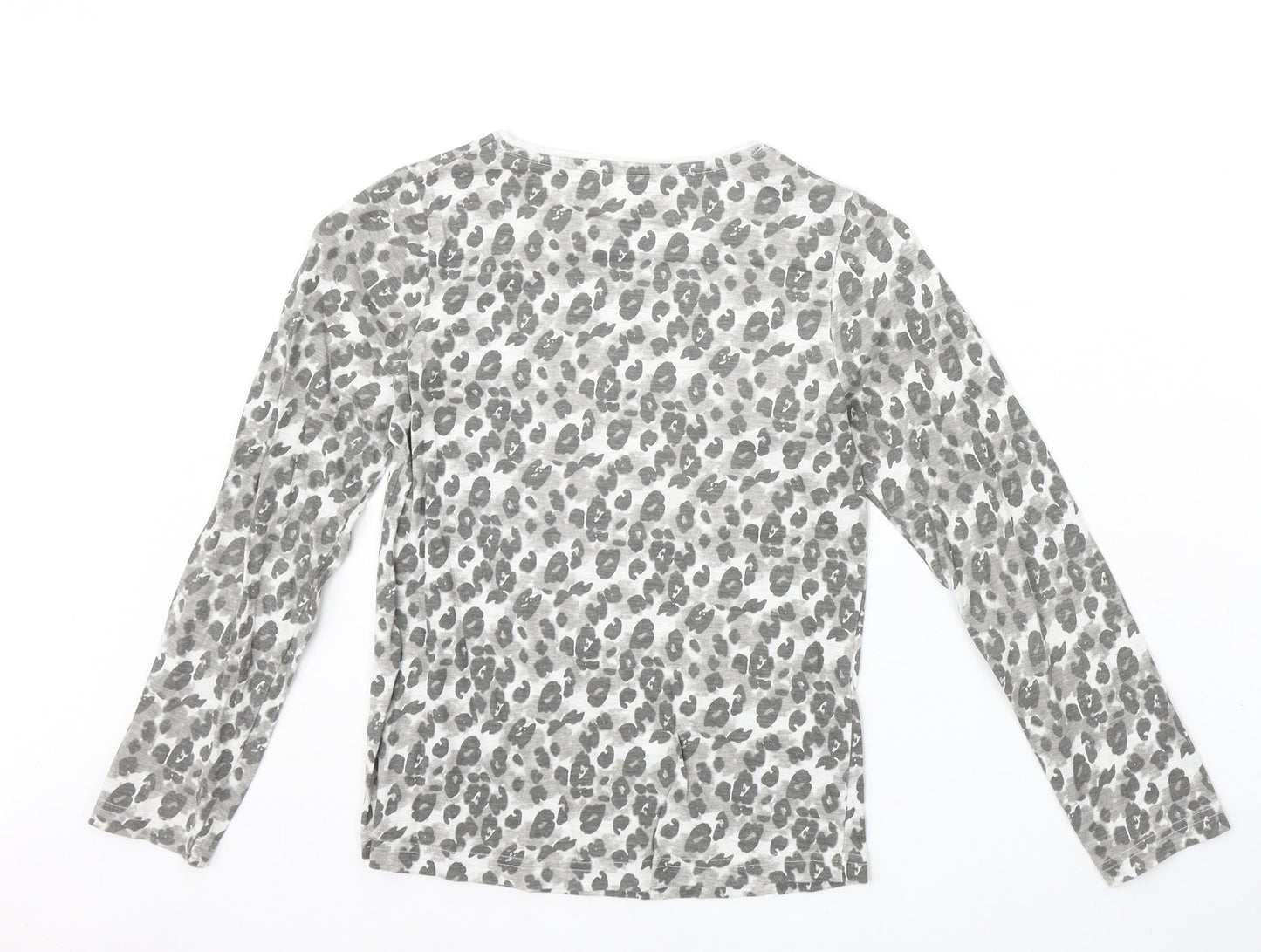 Young Dimension Girls Beige Animal Print Cotton Basic Casual Size 9-10 Years Round Neck Pullover - Leopard Pattern Fashion Icon