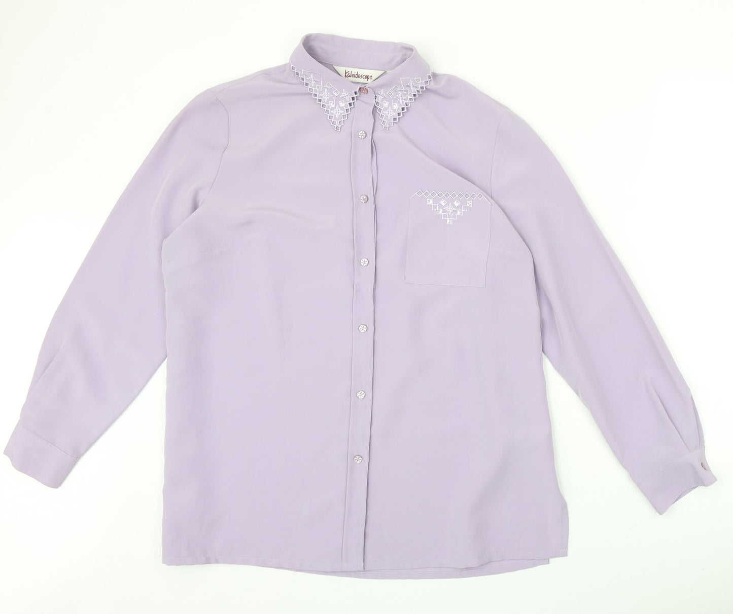 Kaleidoscope Womens Purple Polyester Basic Button-Up Size 18 Collared - Crochet Detail
