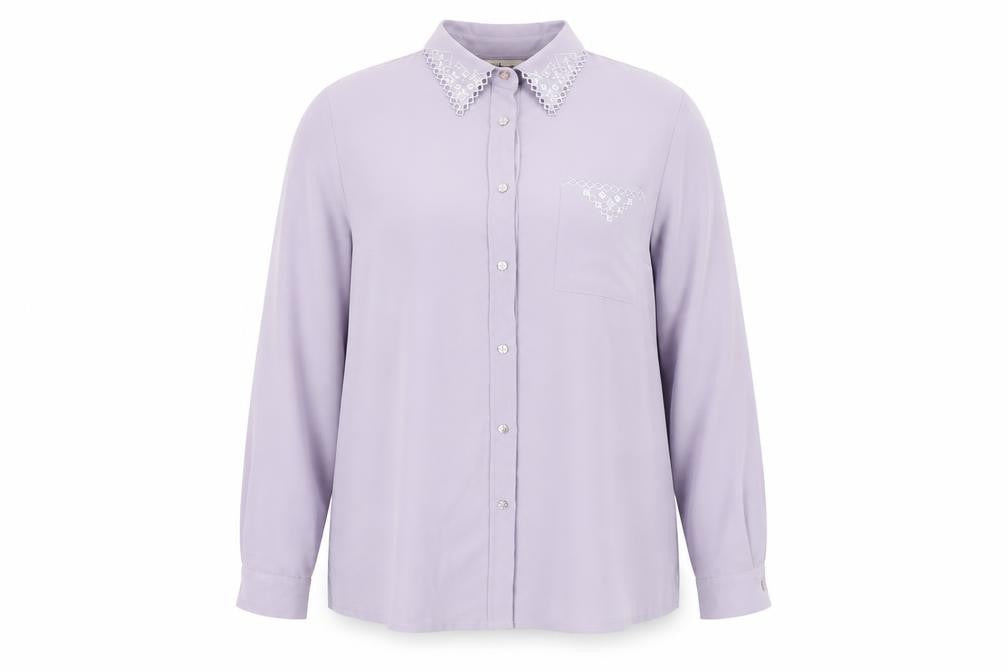 Kaleidoscope Womens Purple Polyester Basic Button-Up Size 18 Collared - Crochet Detail