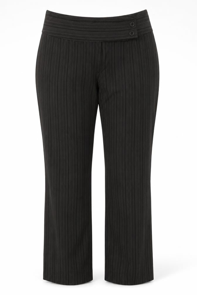 AMARANTO Womens Brown Striped Polyester Trousers Size 18 Regular Zip