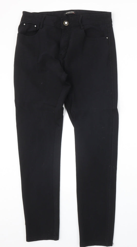 Miss Ok Womens Black Polyester Straight Jeans Size 30 in Regular Zip