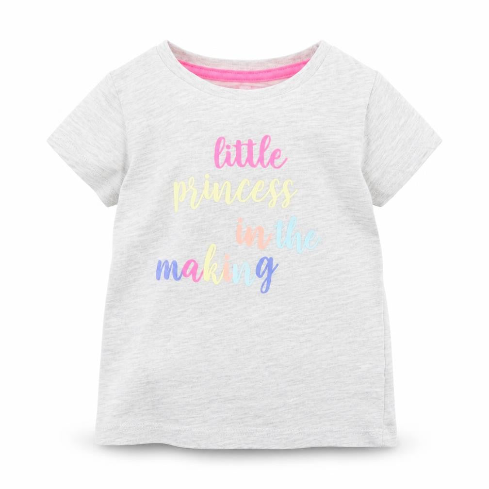 Pep&Co Girls Grey Cotton Pullover T-Shirt Size 9-12 Months Boat Neck Pullover - Little Princess