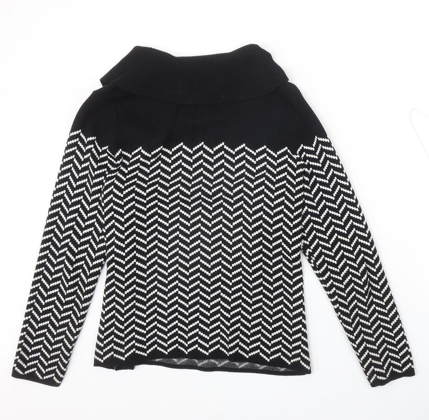 Precis Womens Black Roll Neck Geometric Viscose Pullover Jumper Size M