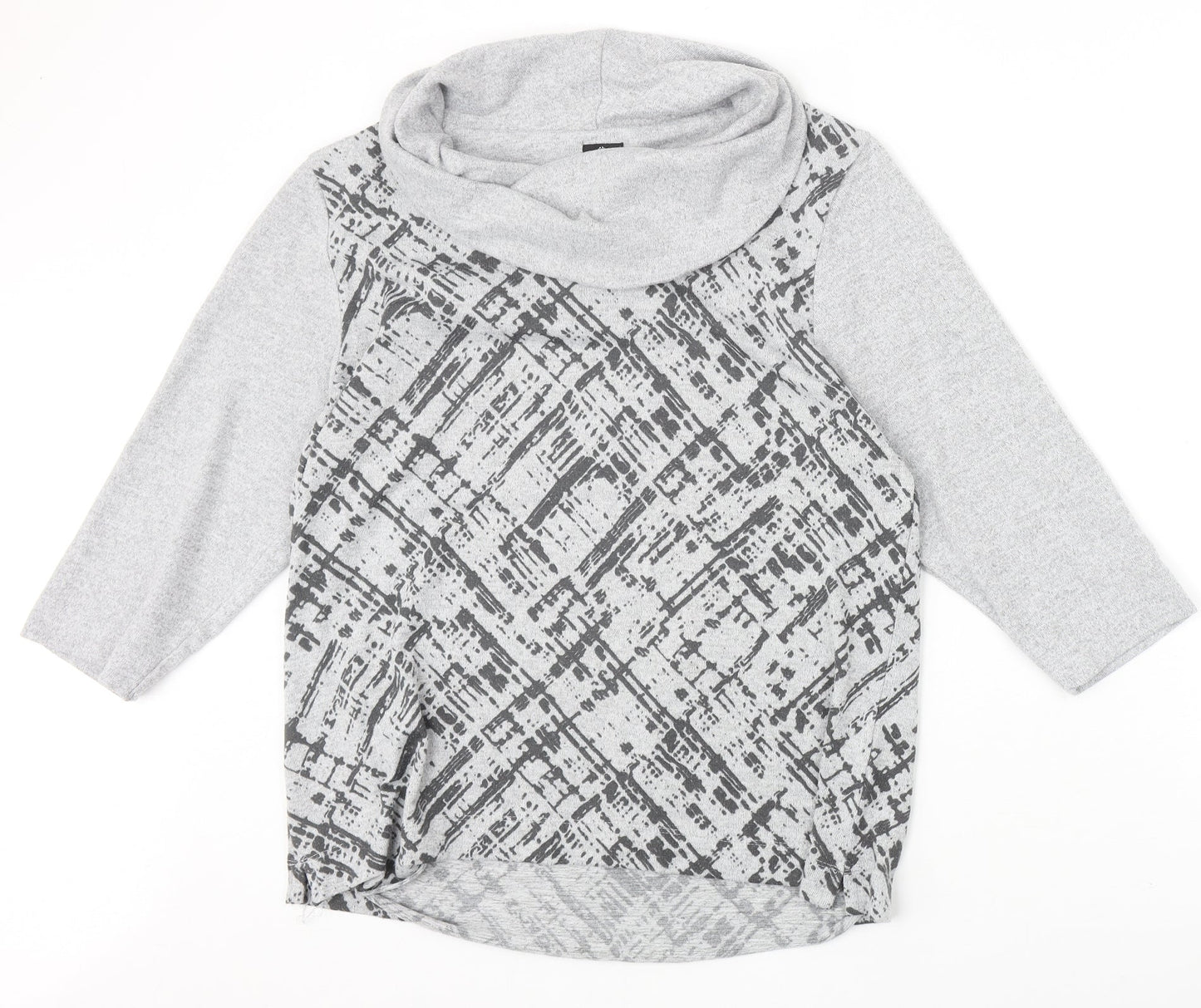 Tigi Womens Grey Roll Neck Geometric Polyester Pullover Jumper Size 14