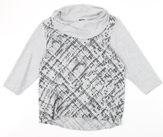 Tigi Womens Grey Roll Neck Geometric Polyester Pullover Jumper Size 14