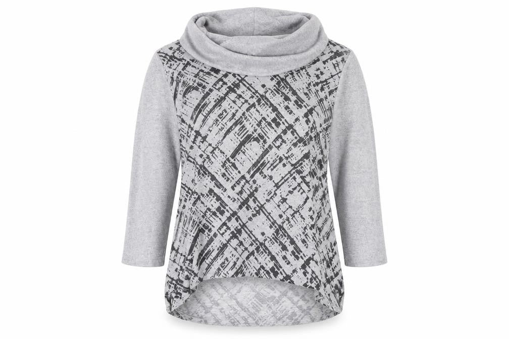 Tigi Womens Grey Roll Neck Geometric Polyester Pullover Jumper Size 14