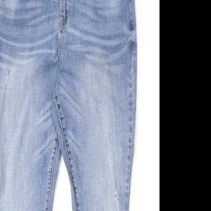 JustFab Womens Blue Cotton Straight Jeans Size 34 in Regular Zip