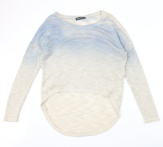 Internacionale Womens Beige Round Neck Acrylic Pullover Jumper Size M