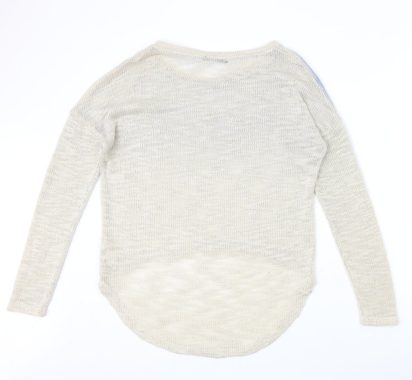 Internacionale Womens Beige Round Neck Acrylic Pullover Jumper Size M