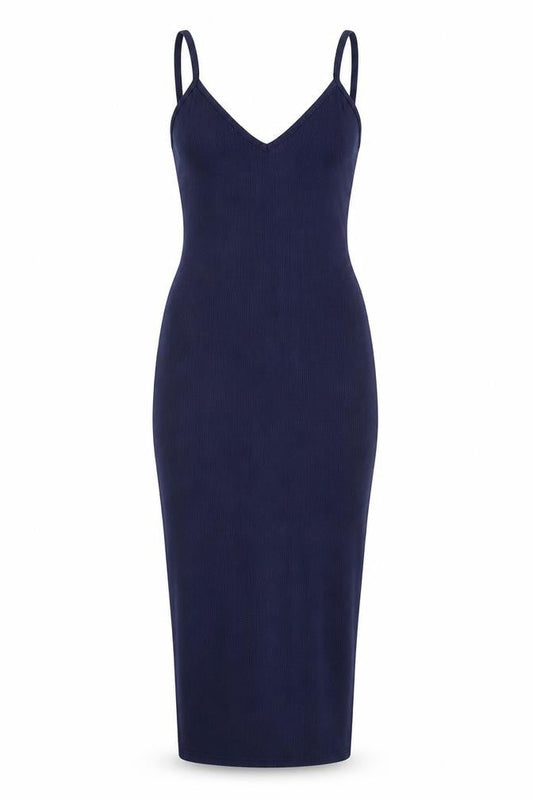 PRETTYLITTLETHING Womens Blue Polyester Bodycon Size 4 V-Neck Pullover - Ribbed