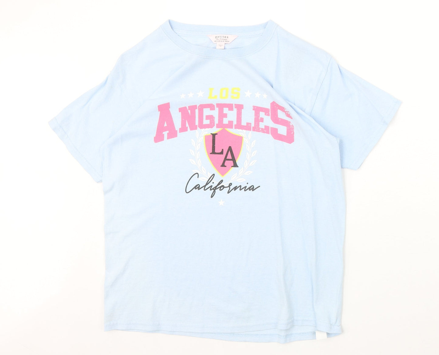 Miss Etam Womens Blue Polyester Basic T-Shirt Size S Round Neck - Los Angeles