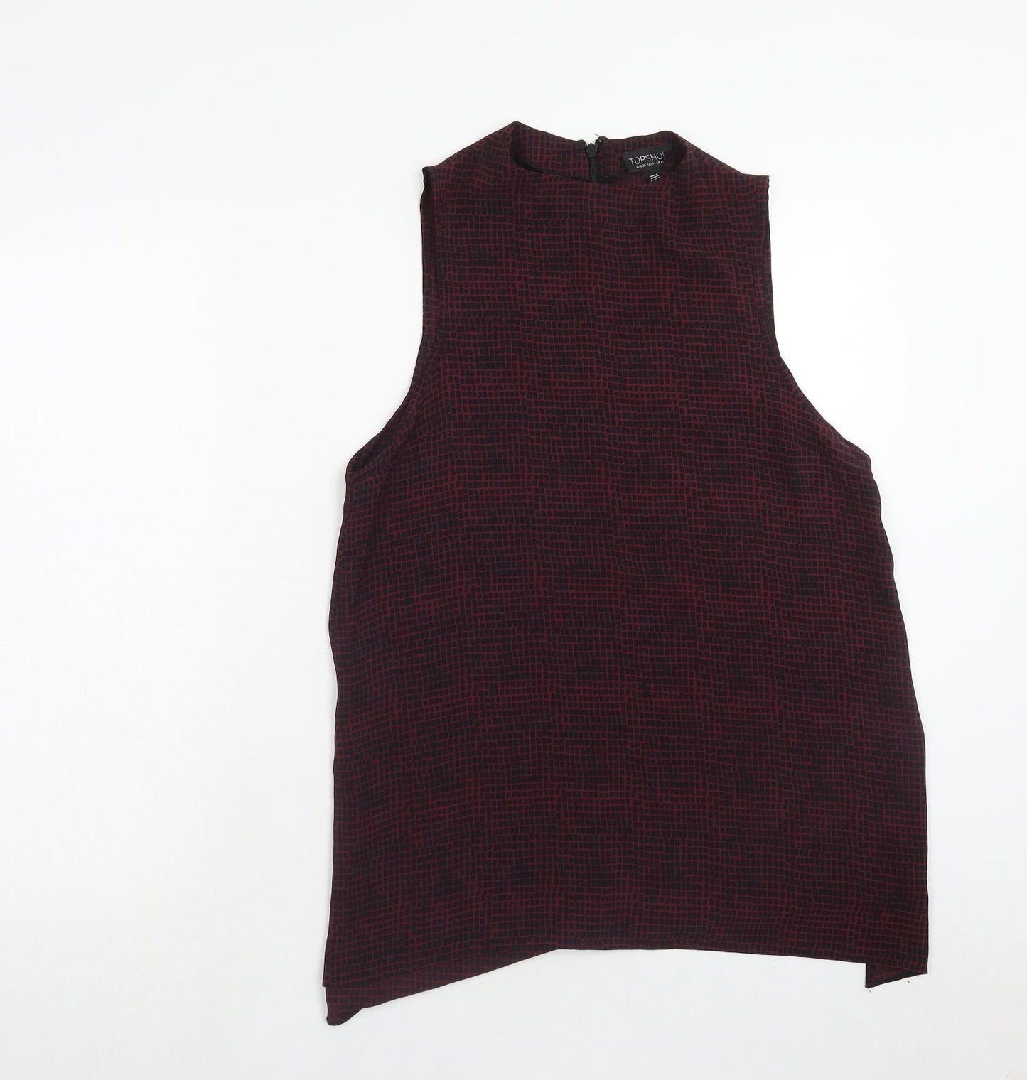 Topshop Womens Purple Geometric Polyester Tunic Tank Size 10 Round Neck