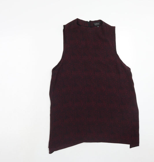 Topshop Womens Purple Geometric Polyester Tunic Tank Size 10 Round Neck