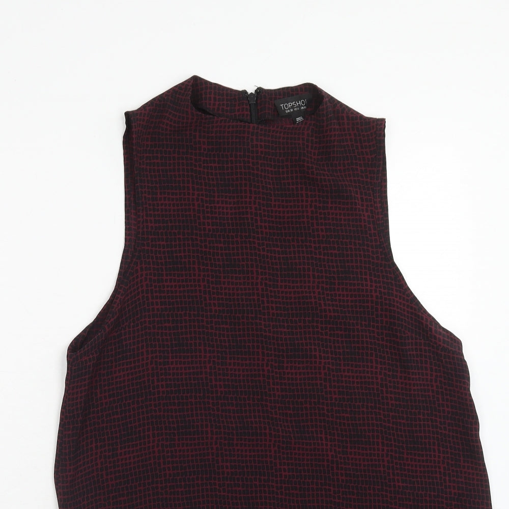 Topshop Womens Purple Geometric Polyester Tunic Tank Size 10 Round Neck