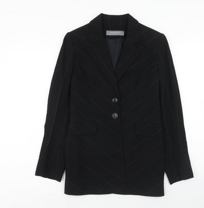 Press&Bastyan Womens Black Striped Wool Jacket Blazer Size 8