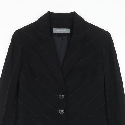 Press&Bastyan Womens Black Striped Wool Jacket Blazer Size 8